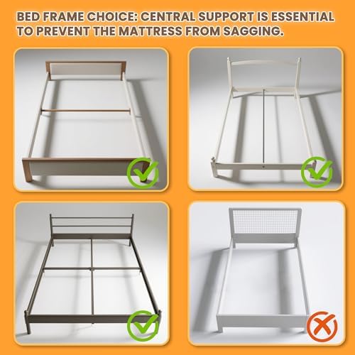 2 Inch Twin Metal Box Spring with Round Corners, Low Profile bed slat