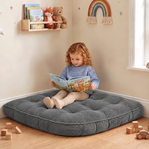 TOPCHANCES Large Corner Floor Cushion 39"x39", Ultra Soft Non-Slip Kids Floor Pillow for Playroom, Reading, Yoga & Meditation