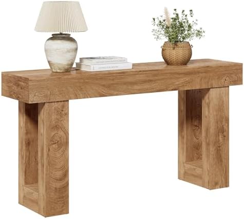 LITTLE TREE 63 Inches Long Console Table for Entryway, Sofa Table Behind Couch, Wooden Entry Table Foyer Hallway Tables, Farmhouse Console Sofa Tables for Living Room, Oak Color