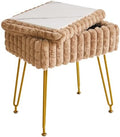 IBUYKE Rectangle Vanity Chair Ottoman, Footrest Stool, Khaki WBD004K