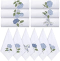 HunnmingRe 12 Pcs Blue Hydrangea Cloth Napkins Bulk 100% Cotton, 17x17inch