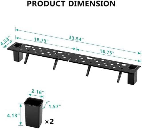 WALI Soundbar Mount, No Drilling TV Top Shelf with 2 Storage Boxes, Floating Monitor Shelves for Router, Cable Box, Game Console Storage, TV Remote Holder, Up to 5.5Lbs, 17.3"x4.3"(TSH004-2B), Black