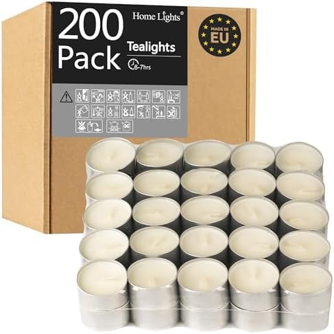 Unscented White Tealight Candles -200 Packs, 6 to 7 Hour Burn Time Smokeless Tea Light Candles, Mini Votive Paraffin Candles with Cotton Wicks for Shabbat, Weddings, Christmas, Home Decor
