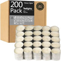Unscented White Tealight Candles -200 Packs, 6 to 7 Hour Burn Time Smokeless Tea Light Candles, Mini Votive Paraffin Candles with Cotton Wicks for Shabbat, Weddings, Christmas, Home Decor