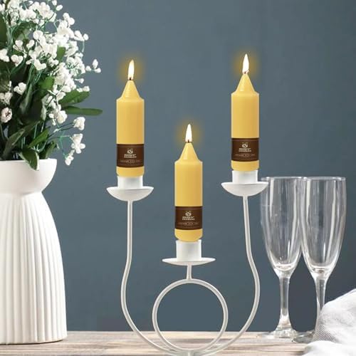 NJAO HOO Natural Beeswax Short Taper Candles 5 Inch Candlesticks Dripless Pure Beeswax Candles for Home Dinner Nontoxic Candles, 4 Pack