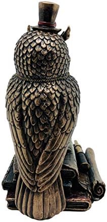 Veronese Design 8 1/8 Inch Steampunk Top Hat Owl Standing on Books Resin Statue Bronze Finish