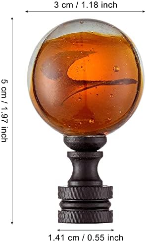 Tawny Crystal Lamp Finial Cap – Handmade Ball Shaped Patterned Glass, 2 Inches Tall, Bronze Finish