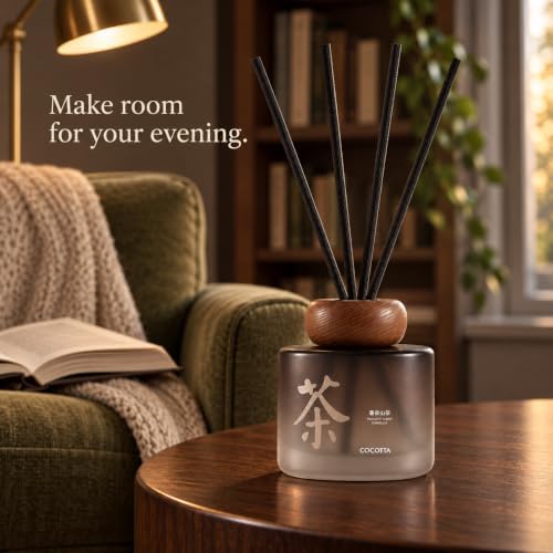 Midnight Camellia Magnolia Bloom Reed Diffuser, 5.9 Fl Oz – Creamy Floral Home Fragrance for Up to 90 Days - Reusable, Refillable Glass Holder - Includes 4 Natural Reed Sticks - Flame Free