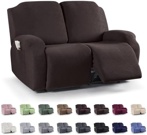 KinCam Loveseat Recliner Covers, Stretch Reclining Cover, Chocolate