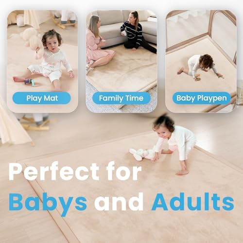 1.3" Thick Baby Play Mat for Floor,79x158 Large Memory Foam Tummy Time Mat