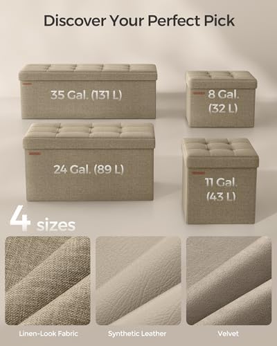 SONGMICS 30 Inches Folding Storage Ottoman Bench, Load 660 lb