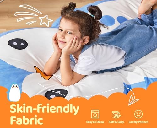 Hobestluk Bean Bag Chair Floor Bean Bag for Kids Playroom Living Room Blue