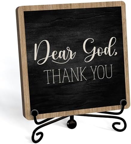 Modern Farmhouse Decor, Home Decor For Living Room, Boho Chic Aesthetic Shelf Decorations, Christian Dear God Sign, Farm House Entryway Tv Stand Fireplace Coffee Table Decoration (01)