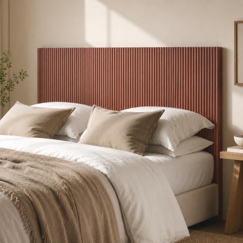 Walnut Boho Arched Corrugated Queen Size Fluted Headboard Only