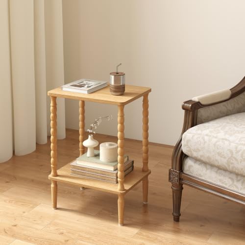 TUTOTAK Small End Table with Solid Wood Legs, Side Table Set of 2