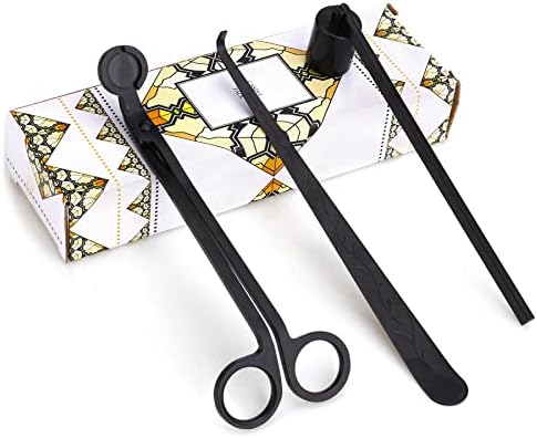 3 in 1 Candle Accessory Set,Candle Care Kit,Candle Wick Trimmer,Wick Dipper with Gift Packaging(Black)