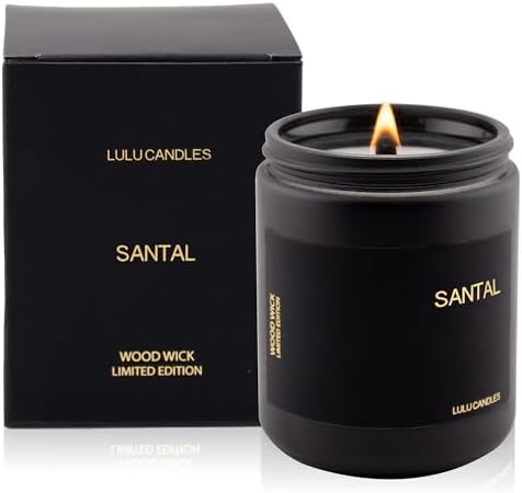 Lulu Candles | Santal | Wood Wick | Luxury Scented Soy Jar Candle | Hand Poured in The USA | Highly Scented Long Lasting (8 Oz. Mason Jar)