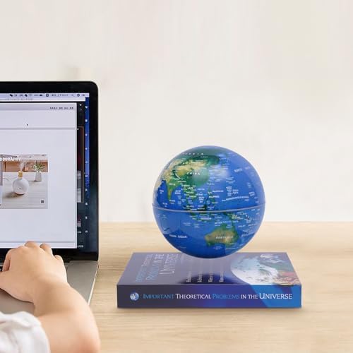 LED Light Magnetic Levitating Globe,360° Rotating Floating Globe with Book Shaped Basefor Kids, Teacher, Geographic World Map for Home Office Decor, Cool Tech Gift
