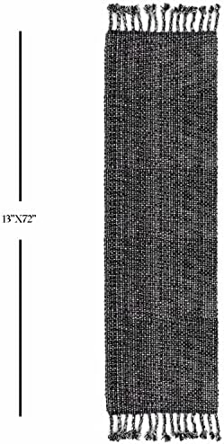 100% Cotton Table Runner for Dining Room Tables Rectangle Two Tone Woven Fabric 72" x 13" Soft Durable Table Runner, Black(Pack of 1)