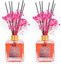 PEANÄK Reed Diffuser Set - Rose Honey Fragrance 6.7oz (200 ml) - Set of 2 Real Preserved Flowers & 6 Reed Sticks for Home & Office Bathroom Shelf Décor with Long Lasting Gift Scents