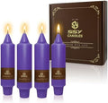 NJAO HOO Purple Advent Short Taper Candle 5 Inch Halloween Candlesticks Unscented Dripless Tapered Candle Set for Home Decor Party Dinner Candles, 4 Pack