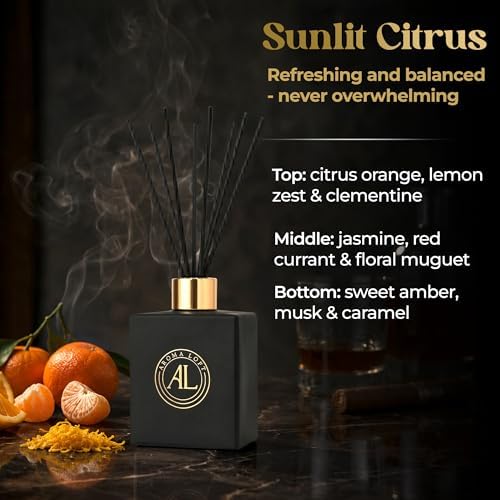 Black Reed Diffusers for Home | Premium Fragrance Diffuser | Reed Diffuser Sticks in Oil Set with Sunlit Citrus Scent | Smell Good Stuff | Long-Lasting Oil for Bathroom & Office (5 oz)