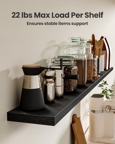 Amada 35.4" Floating Shelves for Wall Decor & Storage, Set of 3, Black
