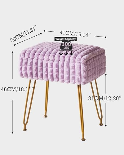 IBUYKE Rectangle Vanity Chair Ottoman, Footrest Stool, Purple WBD004V