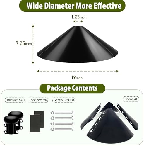 Squirrel Baffle,19-Inch Squirrel Baffle for Bird Feeder Pole,Squirrel-Proofs for Outdoor Shepherd's Hooks，Outside Pole Mount Squirrels Guard(Black 2 Pack