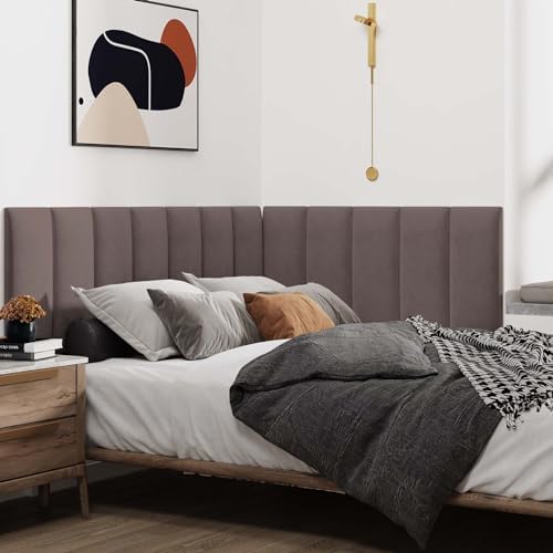 IFNOW Wall Mounted Headboard, Peel and Stick Panels, Dark Skin, King