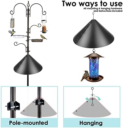 Bird Feeder Pole with Squirrel Baffle - Deluxe Feeder Station Kit Includes Suet Cage, Wild Bird Feeders & Planter Hanger for Garden, Yard
