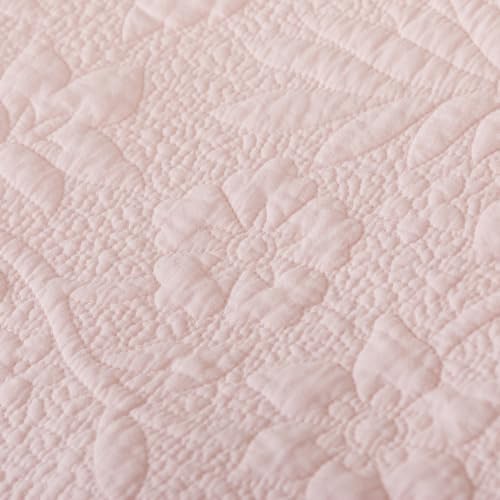 Brandream Pink Ruffled Quilted Throw Blanket Cotton 47 X 60 Chic Throw