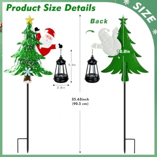 2 Packs Solar Christmas Trees Santa Claus Garden Stakes Solar Lights Multi-color Changing Christmas Decorations Outdoor,Xmas Gifts for Women Mom,Waterproof Solar Christmas Lights for Yard Lawn Porch