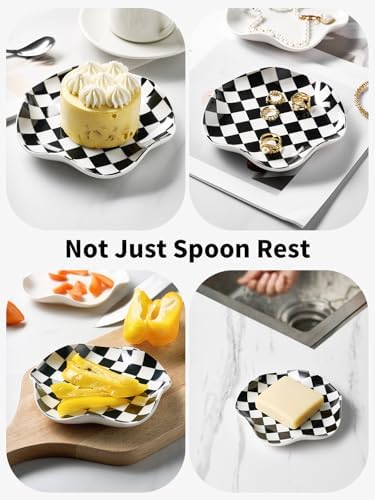 ABRUTY Spoon Rest for Stove Top, Ceramic Spoon Holder for Counter, Modern Farmhouse Decor Accessories for Spatula, Spoons or Tongs