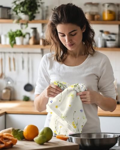 Miss Adola Cute Kitchen Towels Set of 2, 18 x 26 Inch, Butterfly Flower
