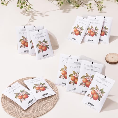 MYARO 12 Pack Orange Scented Sachets, Closet Deodorizer Car Air Freshener