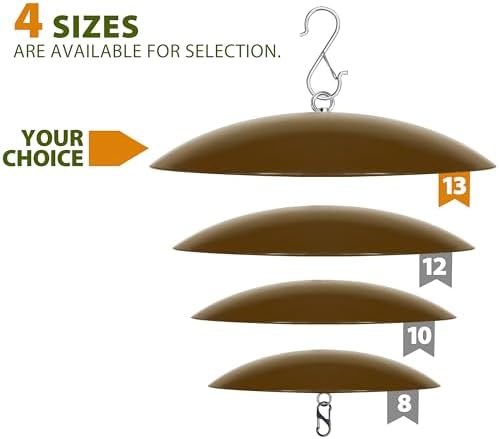 13" Bird Feeder Dome, Hummingbird Feeder Rain Guard, Bird Feeder Cover,Baffle for Bird Feeder Pole,Smart Birds Feeder's Umbrella(Brown), 1 Pack