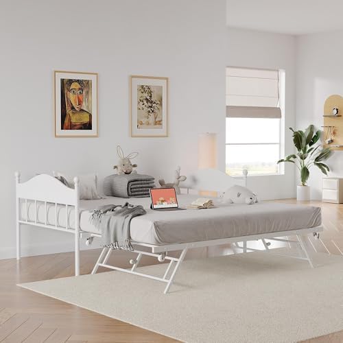 Garvee Twin Daybed with Trundle, Twin Bed Frame with with Stylish Headboard