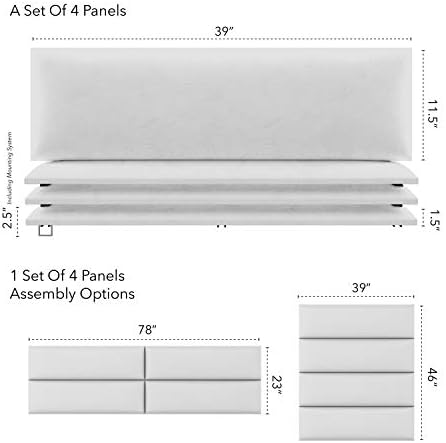 Vänt Wall Mounted Headboard Panels, King/Twin, Vintage Leather White Dove