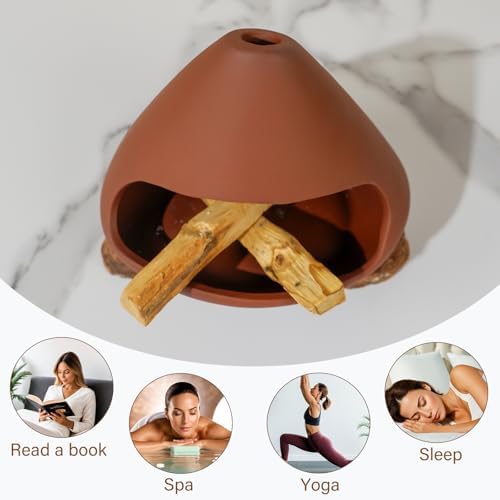 MOUGIGI Terracotta Zongzi Palo Santo Holder,Elegant Sage Cone Incense Dish