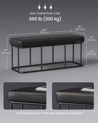VASAGLE Storage Ottoman Bench for Entryway, PU Leather, Loads 660 lb