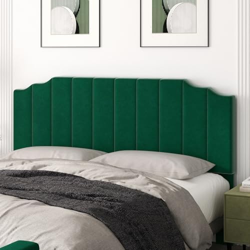 Befurtori King Size Headboard Only, Velvet Wall Mount Headboard, Jade Green