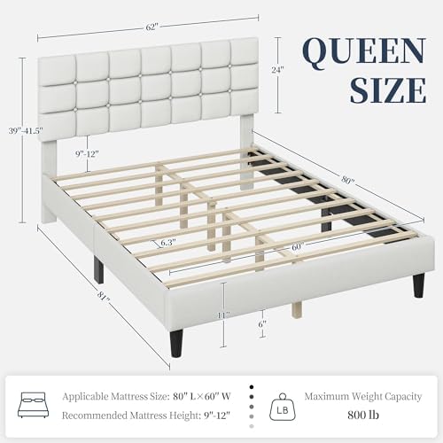 Yaheetech Queen Size Upholstered Tufted Bed Frame with Headboard