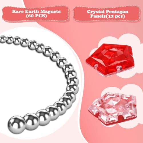 Magnetic Fidget Sphere, Crystal Red, Sensory Desk Toy for Stress Focus Anxiety Relief