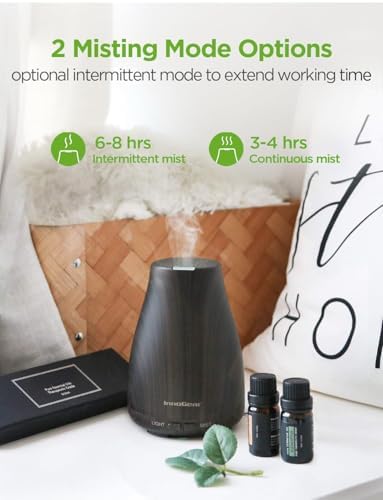 InnoGear 100ml Essential Oil Diffuser for Home with 6 Oils Gift Set, Brown