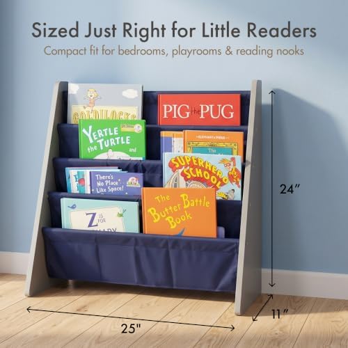 Humble Crew Kids Bookshelf, Montessori Front Facing Toddler Bookcase 4 Tier