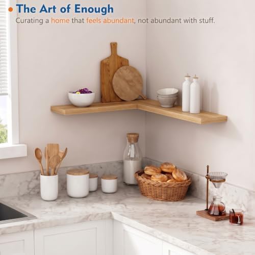 Elm Floating Shelves 24 Inch, Wooden Wall Shelves for Bathroom