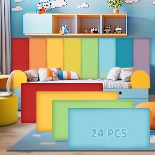 24 Pack Wall Padding Headboard 15.75" x 7.87" x 1.18" Rainbow Colors