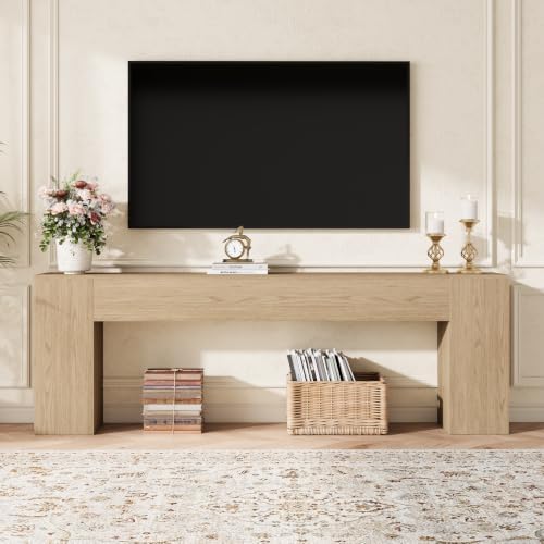 Epecoya 94.5-Inch Entry Way Table for Living Room, Light Oak Brown