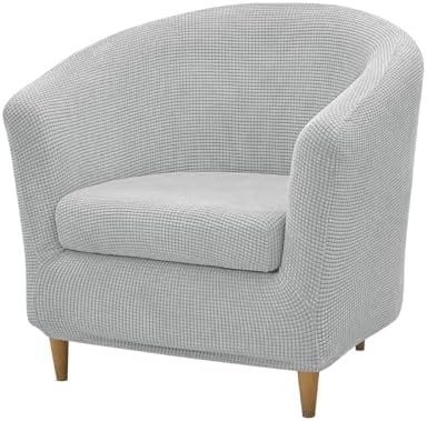 NILUOH Club Chair Slipcover 2-Piece Stretch Barrel Chair Covers Jacquard Tub Chair Slipcovers Soft Armchair Sofa Covers for Living Room